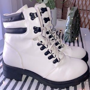 MIA White Lace Up Combat Boots